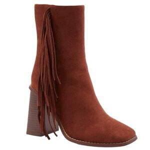 New York & Company Rust Fringe Ankle Booties